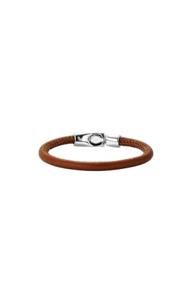 Unode50 Camel Color Leather Sterling Silver-plated Bracelet