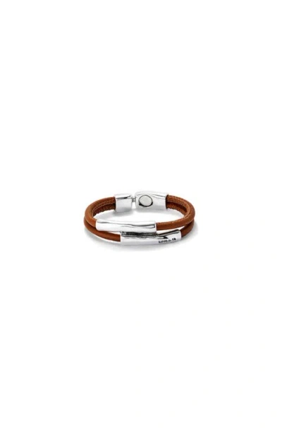 Unode50 Camel Leather Bracelet With Silver Details