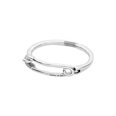 Unode50 Casting Sterling Silver-plated Metal Alloy Safety Pin Clasp Bracelet