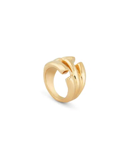 Unode50 Central Slits Metal Alloy Ring In Gold