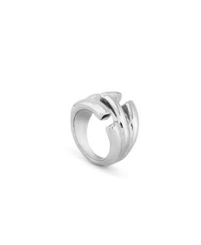 Unode50 Central Slits Metal Alloy Ring In Silver