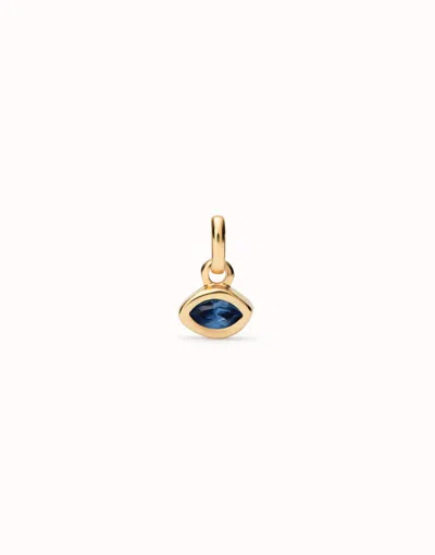 Unode50 Charm With Blue Crystal In Gold