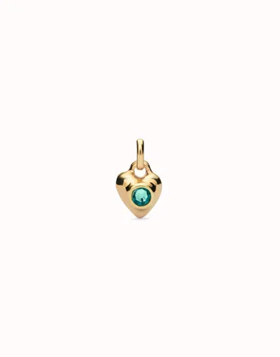 Unode50 Charm With Green Crystal In Black