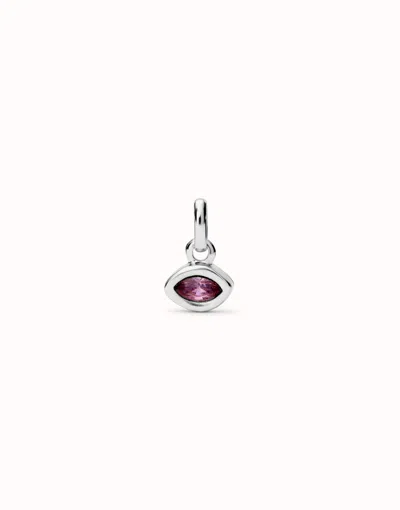 Unode50 Charm With Pink Crystal In Metallic