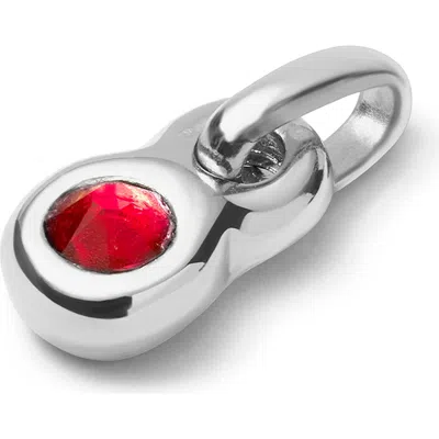 Unode50 Charm With Red Crystal In Silver