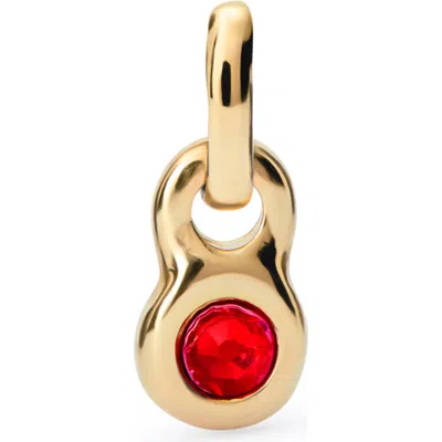 Unode50 Charm With Red Glass In Gold