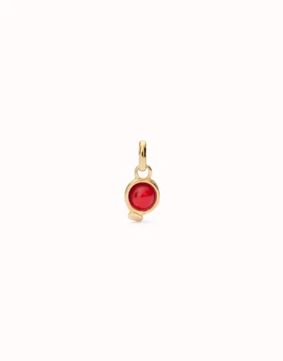 Unode50 Charm With Red Stone In Gold