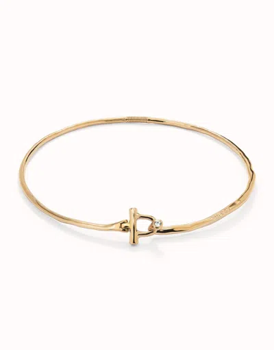 Unode50 Choker Necklace With Front Clasp And White Topaz