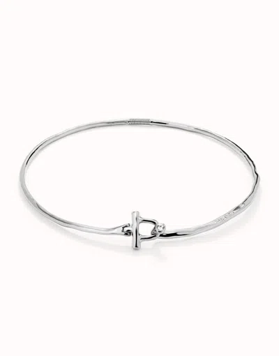 Unode50 Choker Necklace With Front Clasp And White Topaz