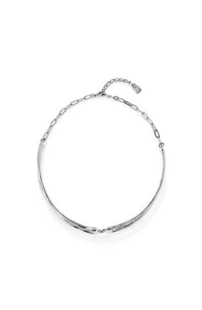Unode50 Choker Necklace With White Topaz In Silver