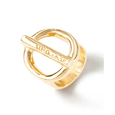 Unode50 Circular Shaped Two Halves Metal Alloy Ring In Gold