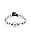 Unode50 Leather Bracelet With A Large Bead In Silver