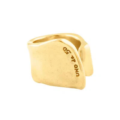 Unode50 Crevice Clad Metal Ring In Gold