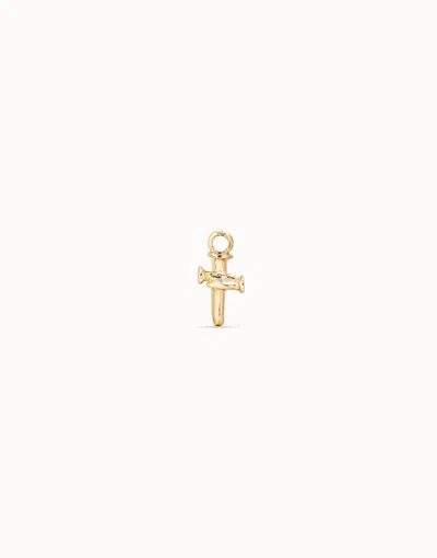 Unode50 Cross Single Hoop Charm In Gold