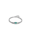 Unode50 Sterling Silver-plated Chain Bracelet With Green Crystal In Metallic