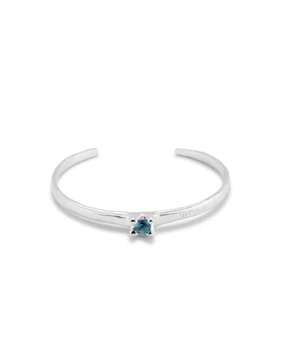 Unode50 Pulsera Rígida Bañada En Plata De Ley Con Circonita Azul In Silver