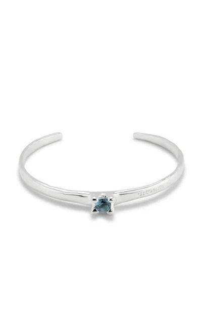 Unode50 Cuff Bracelet With Blue Cubic Zirconia In Silver