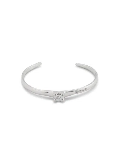 Unode50 Cuff Bracelet With Blue Cubic Zirconia In White