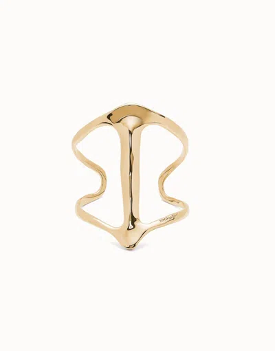 Unode50 Cuff Bracelet With Manta Ray Structure In Gold