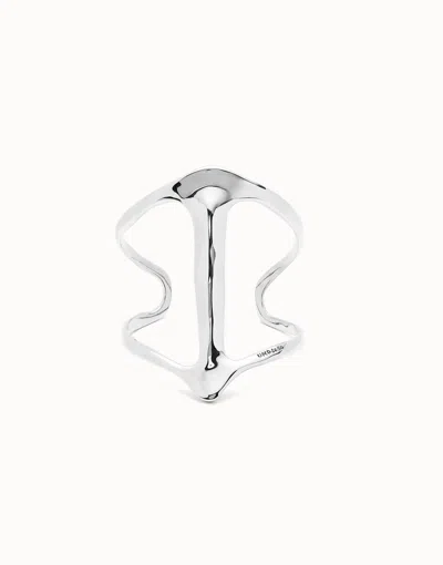 Unode50 Cuff Bracelet With Manta Ray Structure In Silver