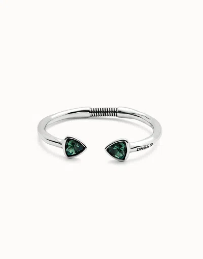 Unode50 Cuff Bracelet With Two Green  Crystals