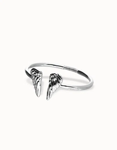 Unode50 Cuff Bracelet With Wing Detail In Silver