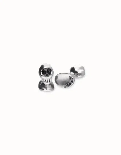 Unode50 Cufflinks With Faceted Skull-shaped Crystals In Silver
