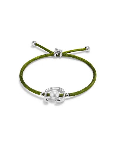 Unode50 Dark Green Bracelet With Pearl Shell In Burgundy