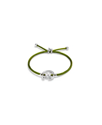 Unode50 Dark Green Bracelet With Pearl Shell In Silver