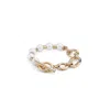 Unode50 Different Links And Cultivated Pearl Metal Alloy Bracelet In Gold