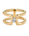 Unode50 Double 18k Gold-plated Ring With White Topaz In Gold