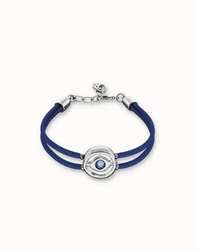Unode50 Double Blue Leather Birthstone Bracelet With Eye
