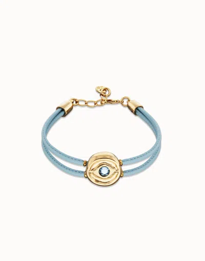 Unode50 Double Blue Leather Birthstone Bracelet With Eye