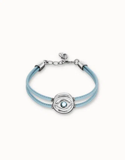 Unode50 Double Blue Leather Birthstone Bracelet With Eye