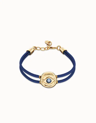 Unode50 Double Blue Leather Birthstone Bracelet With Eye