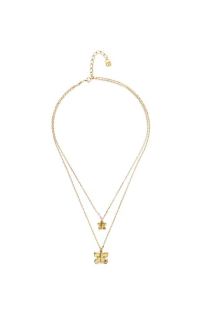 Unode50 Double Butterfly & Pearl Necklace In Gold