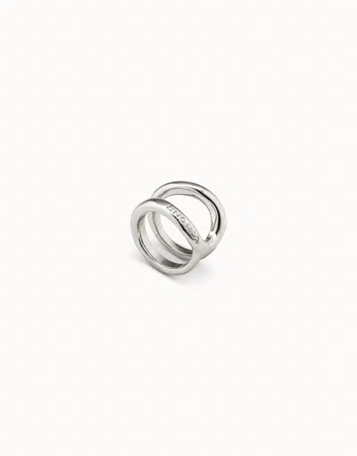 Unode50 Double Curved Ring In Silver