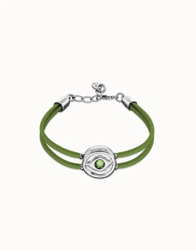 Unode50 Double Green Leather Birthstone Bracelet With Eye
