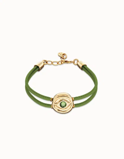 Unode50 Double Green Leather Birthstone Bracelet With Eye