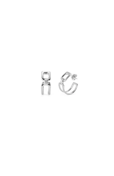 Unode50 Double Hoop Topaz Earrings In Silver