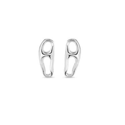 Unode50 Metal Alloy Link Shaped Earrings In Silver