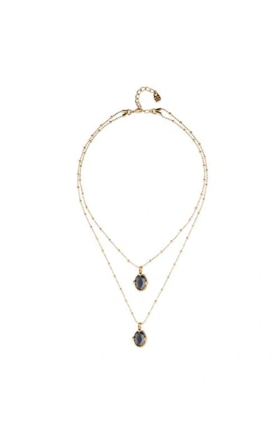 Unode50 Double Necklace In 18k Gold And Small Faceted Crystals