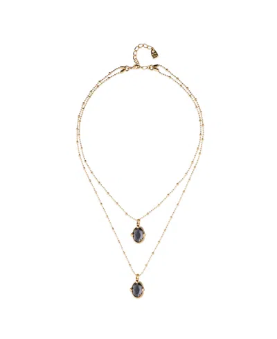 Unode50 Double Necklace Of Metal Alloy Plated In 18k Gold With 2 Small Faceted Crystals