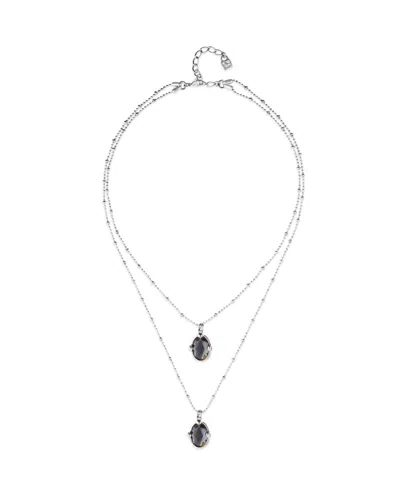 Unode50 Double Necklace Of Metal Alloy Plated In 18k Gold With 2 Small Faceted Crystals In Metallic