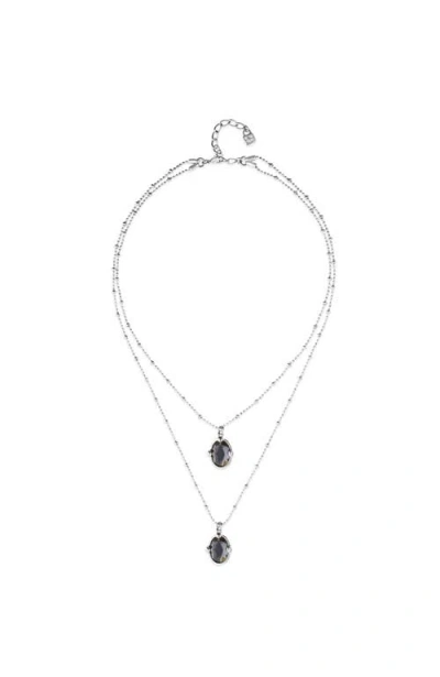 Unode50 Double Necklace Plated In Sterling Silver And Small Faceted Crystals In Multi