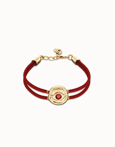 Unode50 Double Red Leather Birthstone Bracelet With Eye