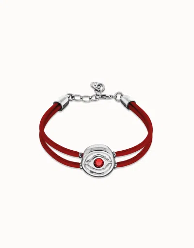 Unode50 Double Red Leather Birthstone Bracelet With Eye