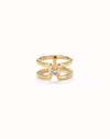 Unode50 Double Ring With White Topaz In White