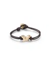 Unode50 18k Gold-plated Bracelet With Leather Straps In Black