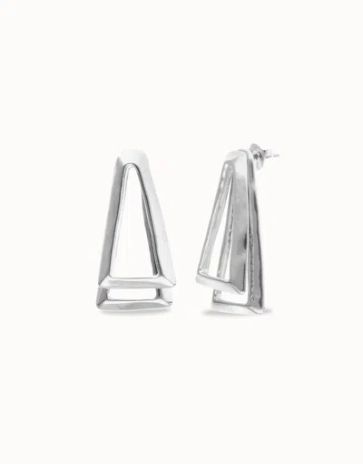 Unode50 Double Triangular Earrings In Silver